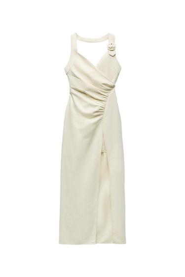 DRAPED HALTER DRESS