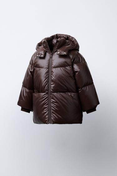 WATER-REPELLENT AND WIND-RESISTANT DOWN FEATHER PUFFER JACKET - Dark brown by Zara