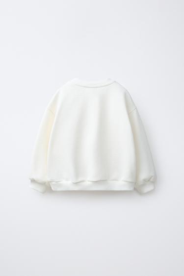 SWEAT À RAYURES ET PIÈCE CŒUR - Écru de Zara - Image 1