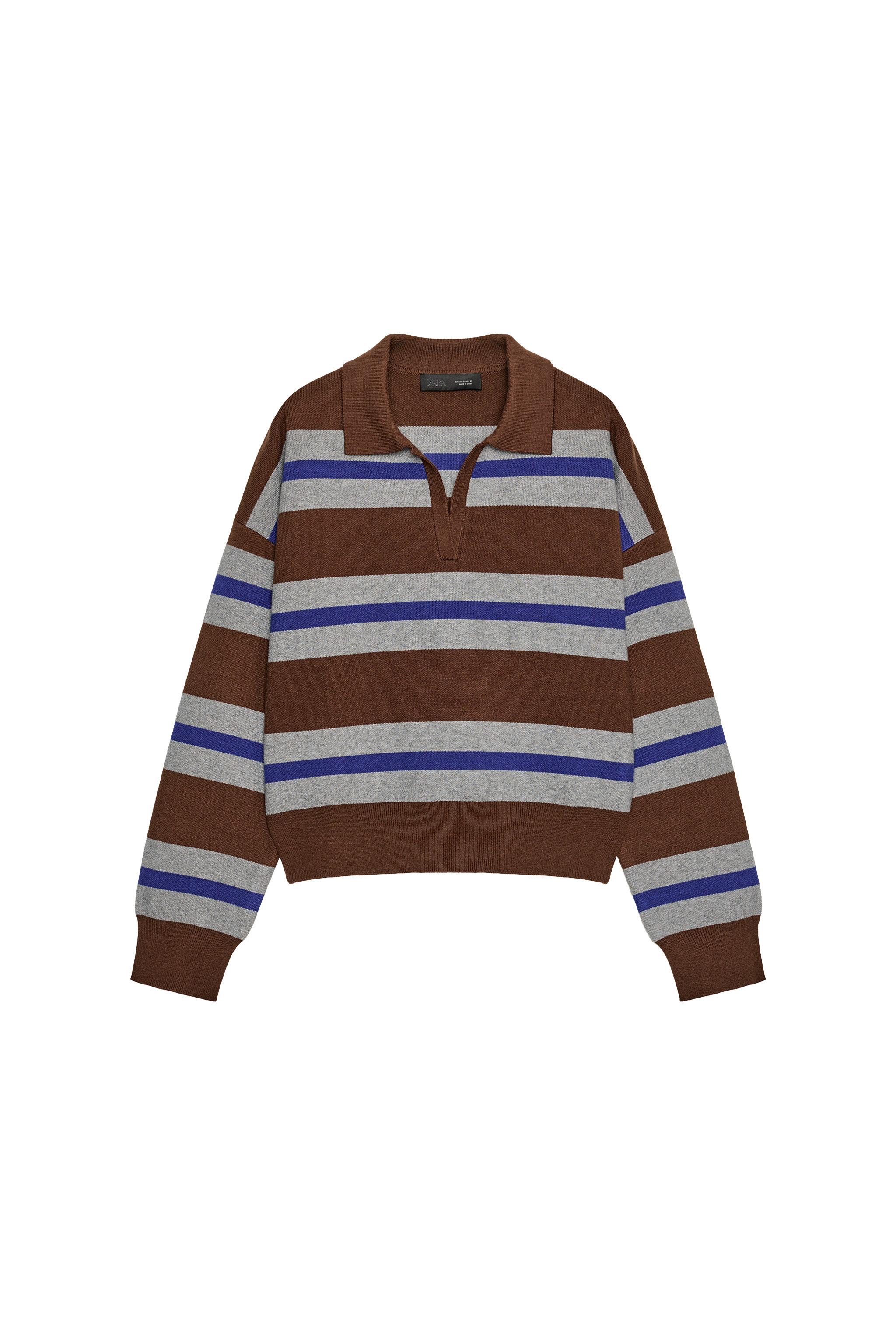 ストライプ柄ポロニットセーター - マルチカラ― | ZARA Japan / 日本 ストライプ柄ポロニットセーター - マルチカラ― | ZARA Japan / 日本