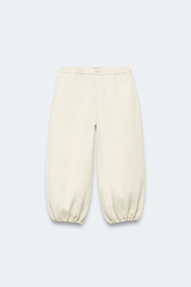 2-14 ANS/ PANTALON BLOOMER COTON LIN LIMITED EDITION - Écru de Zara