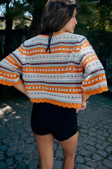 GILET EN MAILLE POINTELLE À RAYURES - Multicolore de Zara - Image 5