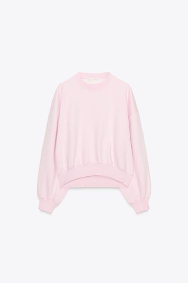 Zara BASIC PLUSH SWEATSHIRT - Pink