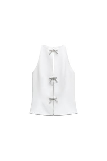 JEWEL BOW HALTER TOP
