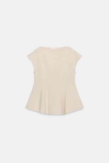 توب بيكيه بيبلوم بأكمام قصيرة - خَام الخاص بـ Zara - صورة 0