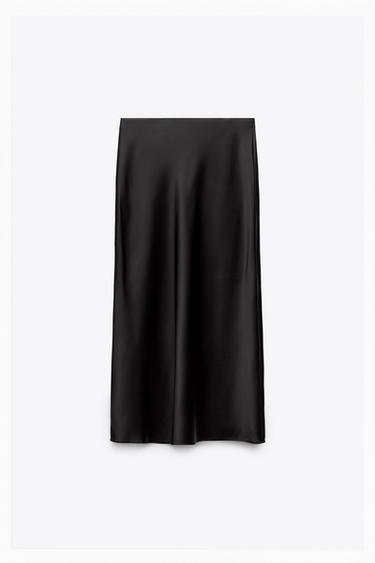 SATIN MIDI SKIRT - Black by Zara - Image 8