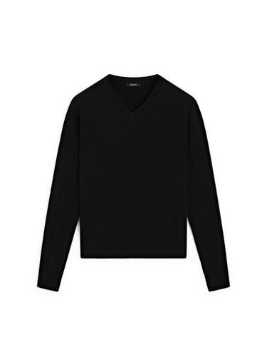 Zara Wool blend knit V-neck sweater - Black