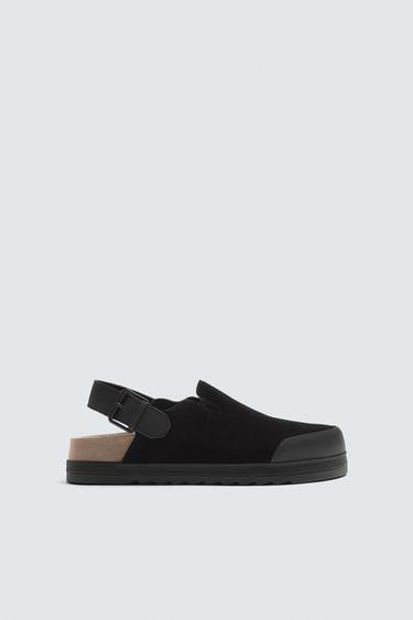 Zara LEATHER CLOGS - Black