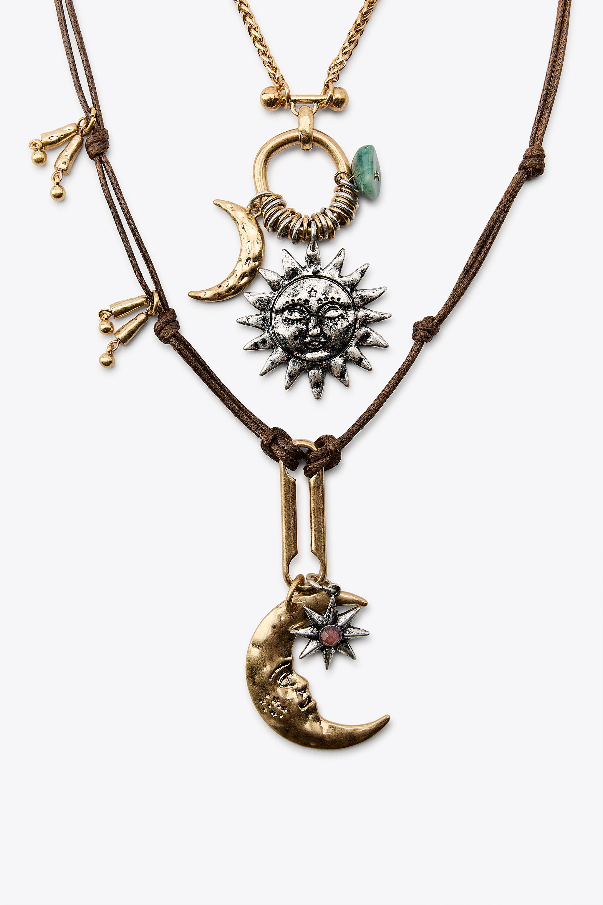 SUN & MOON CHARM NECKLACE 2-PACK