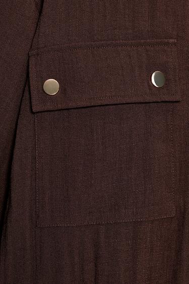 VESTE COURTE MANCHES RETROUSSÉES - Marron de Zara - Image 7