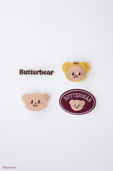 Zara BUTTERBEAR © 四件裝燙貼 - 絳紅色