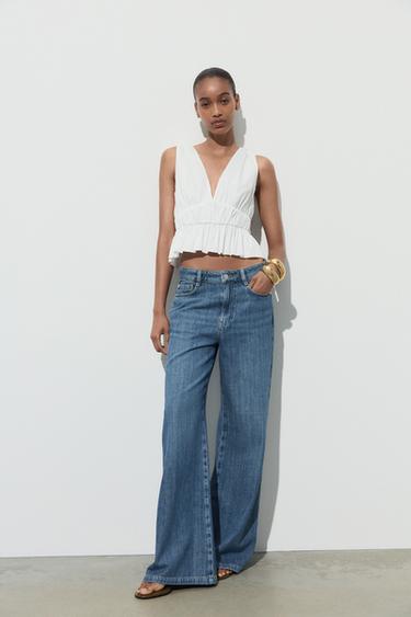 TOP SATINÉ À FRONCES - Blanc de Zara - Image 0