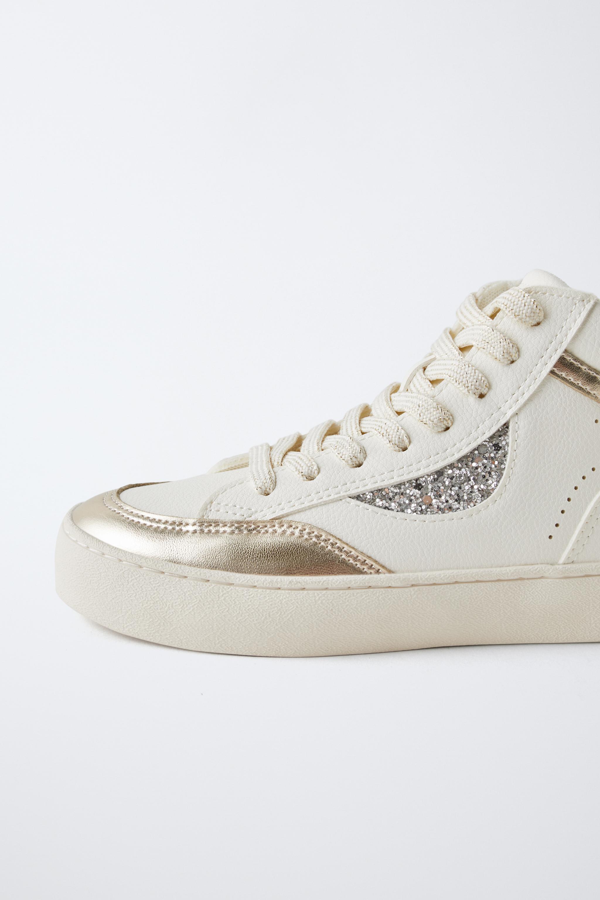 METALLIC HIGH-TOP SNEAKERS - White | ZARA United States METALLIC HIGH-TOP SNEAKERS - White | ZARA United States