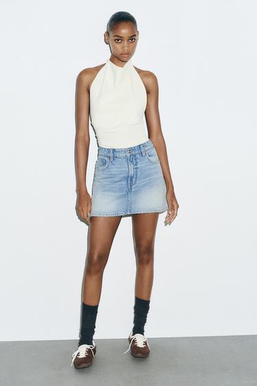 OPEN BACK HALTER BODYSUIT - Oyster-white by Zara