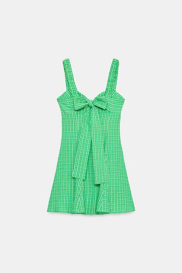 GINGHAM SHORT DRESS - Greens by Zara - Image 6