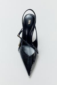 Escarpins à Talon Aiguille Zara Taille 38 - Cuir Suédé Noir, Occasion En Très Bon état