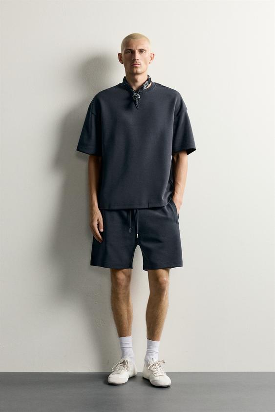 BERMUDA JOGGER RELAXED FIT INTERLOCK - Azul profundo de Zara - Imagen 0