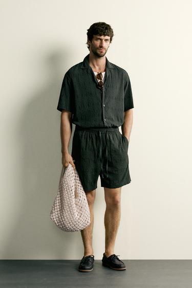 GEOMETRIC JACQUARD RELAXED FIT SHIRT - Green by Zara - Image 0
