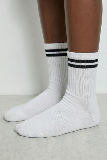 TWO-PACK OF STRIPED SPORTS SOCKS - White by Zara - Image 1