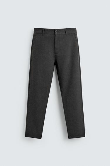 TEXTURED COMFORT TROUSERS - Dark grey marl by Zara