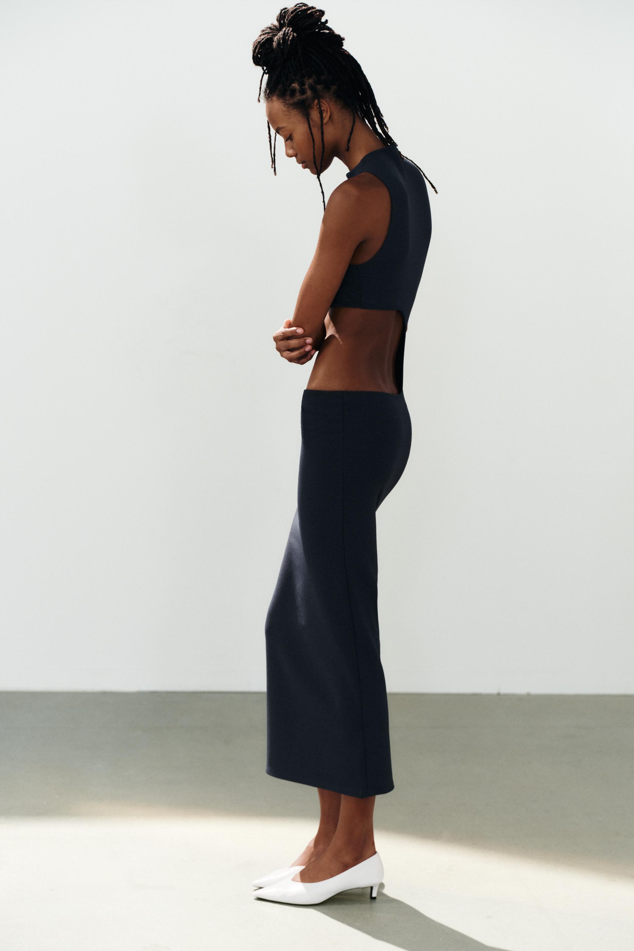 Женские платья Zara STRETCH SLIT MIDI DRESS — фото 5