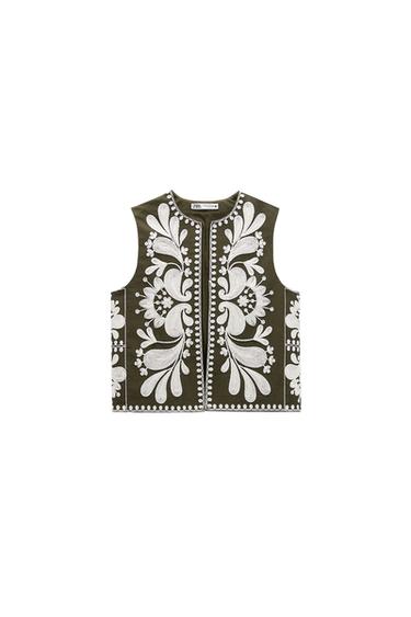 WAISTCOAT WITH CONTRAST EMBROIDERY