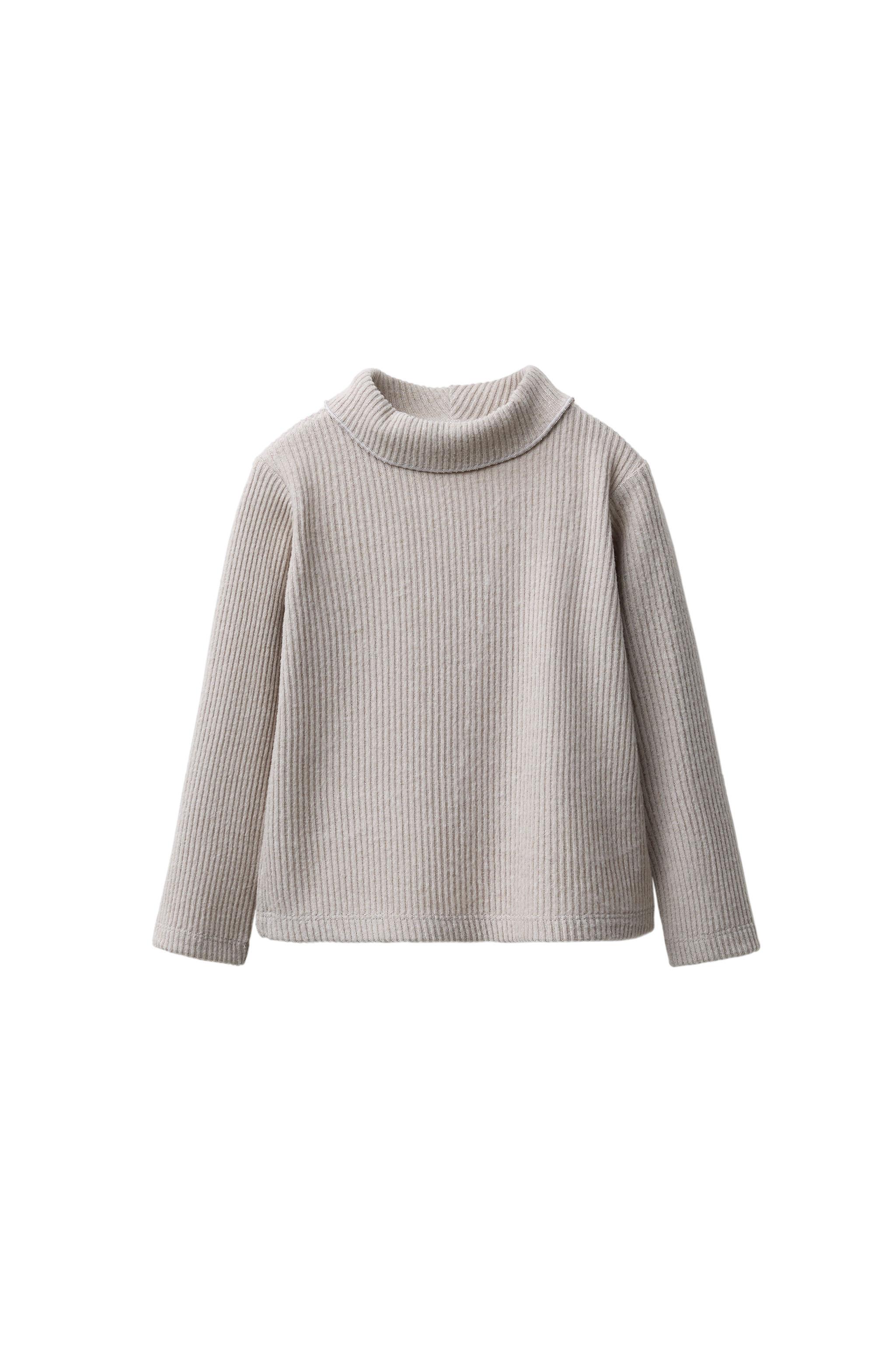 RIBBED TURTLENECK T-SHIRT - Light khaki | ZARA United States