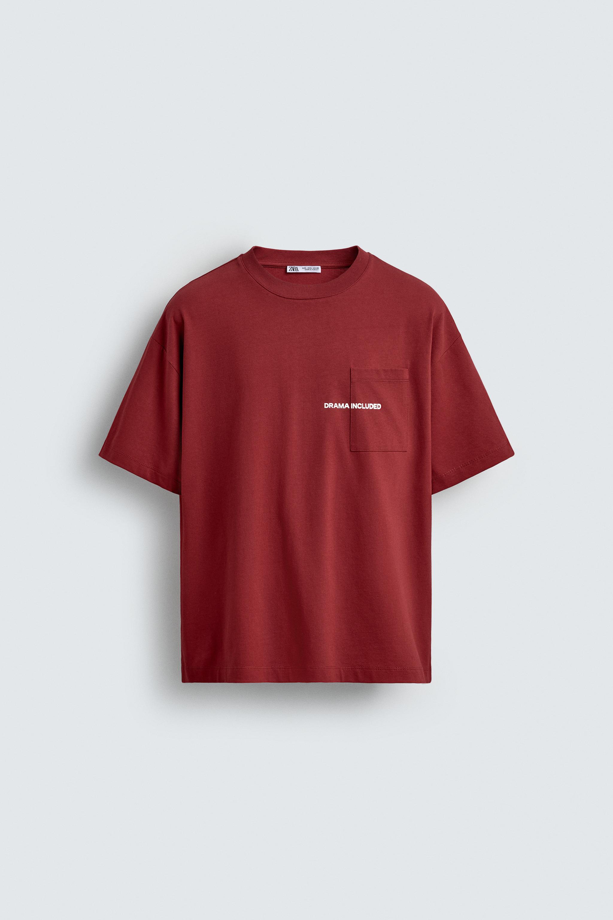 PRINTED TEXT POCKET T-SHIRT