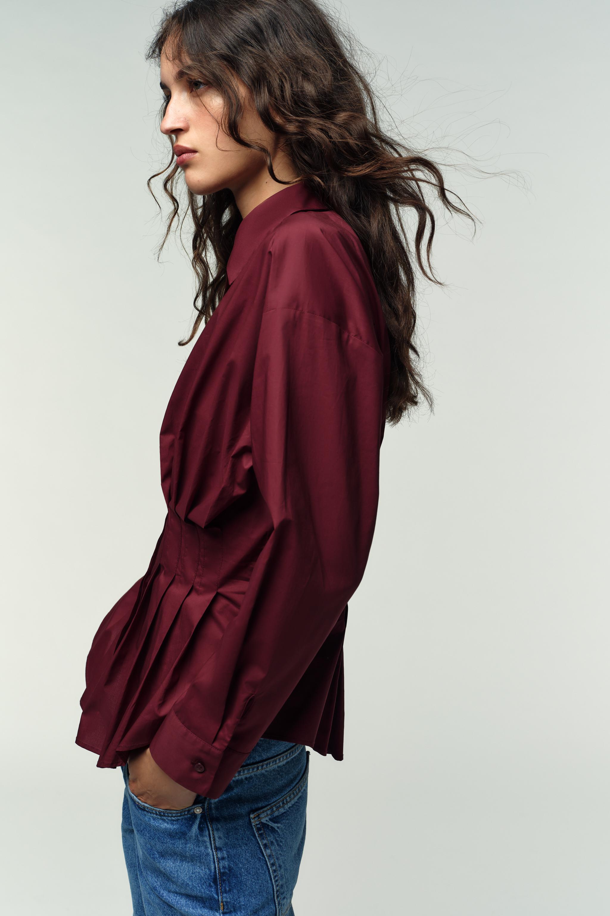 PLEATED POPLIN SHIRT