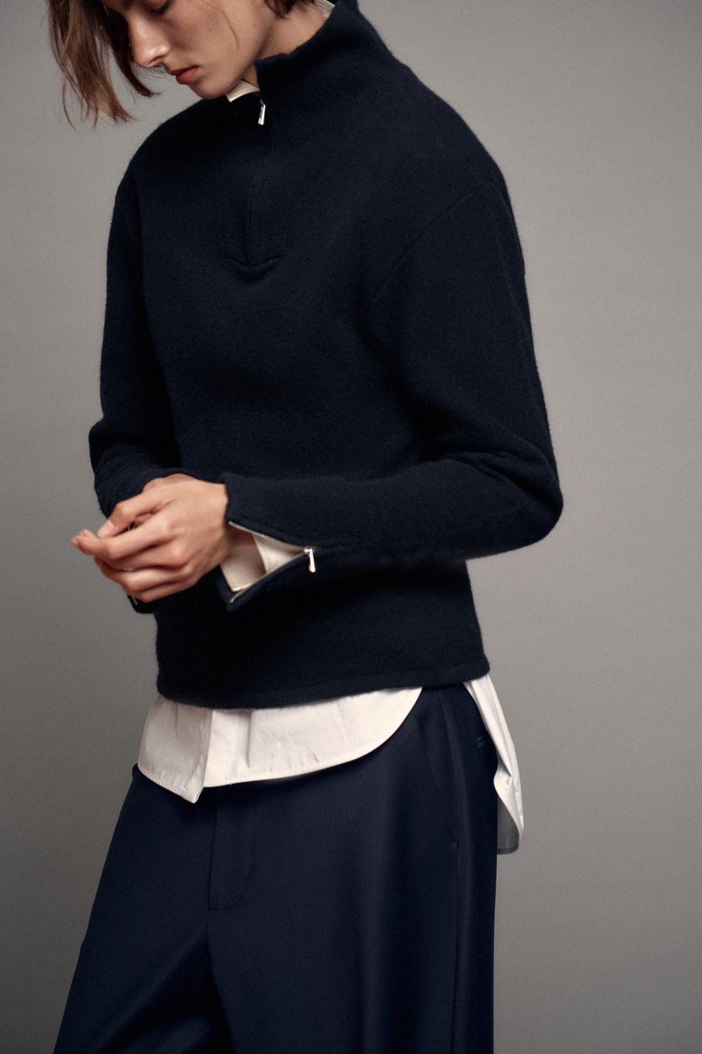 100% WOOL JUMPER WITH ZIPS
