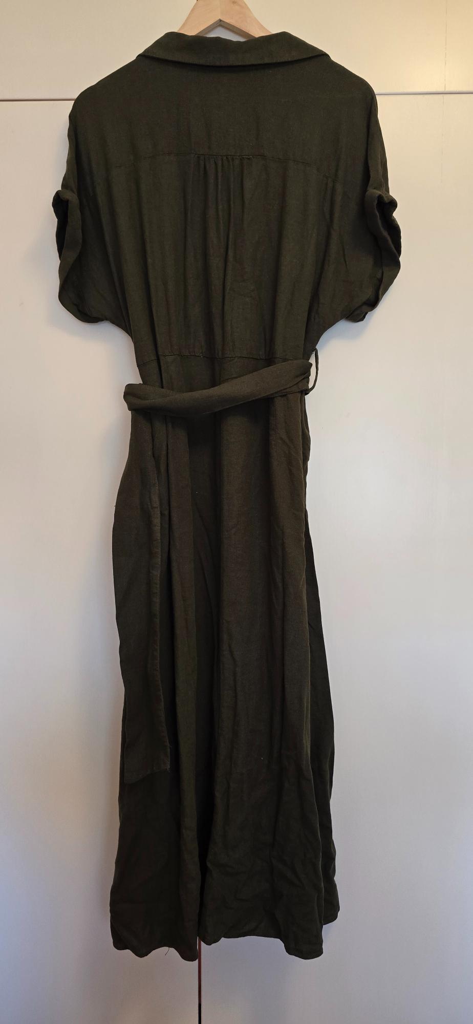 LINEN BLEND MIDI SHIRT DRESS - Image 2