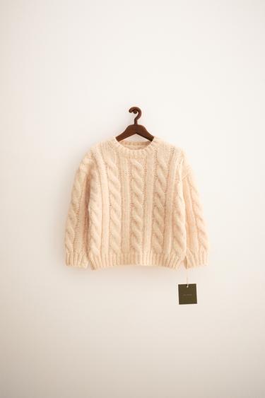 ZARA TIMELESS - ウール ケーブルニットセーターバニラZaraのZARA TIMELESS - ウール ケーブルニットセーター - バニラ