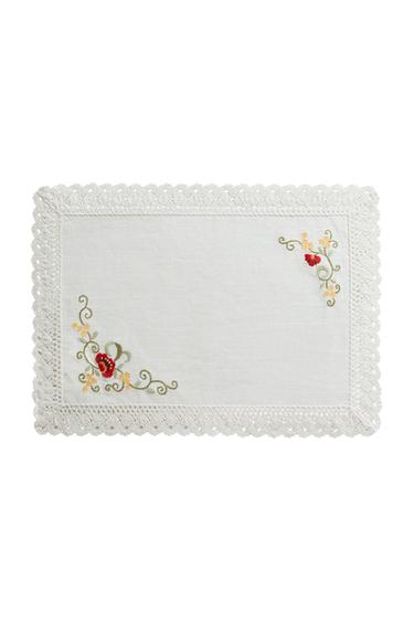 FLORAL COTTON PLACEMAT - White by Zara