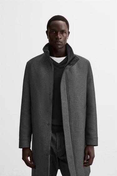 ПАЛЬТО С ОТСТЕГИВАЮЩИМСЯ ВОРОТНИКОМ — Антрацитово-серый от Zara — изображение 0