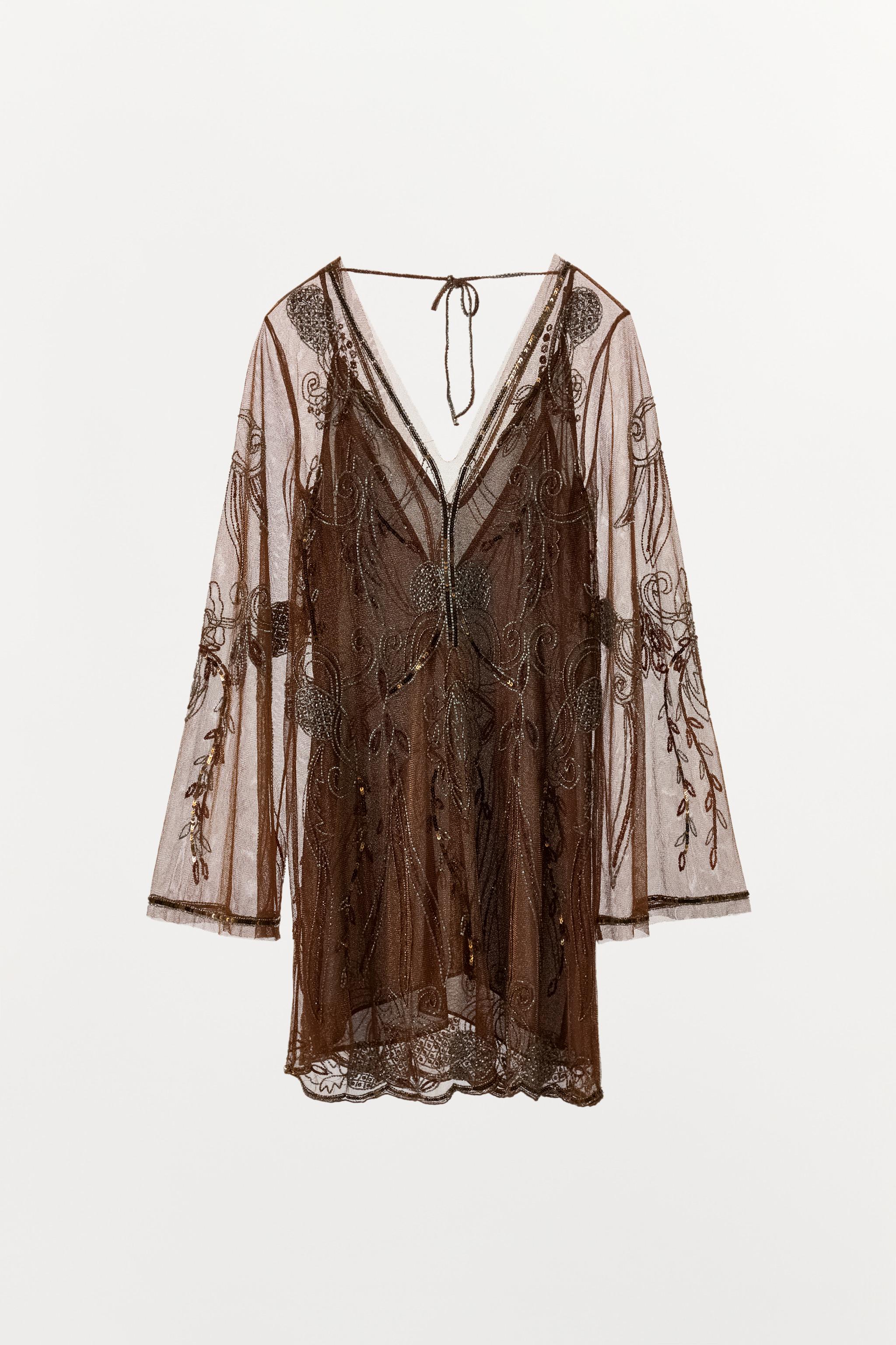 ZARAZWコレクションワンピース ZARA ZWコレクション 刺繍入りワンピース