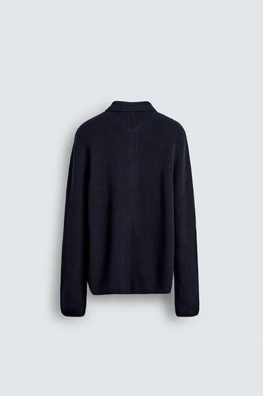 RIBBED CARDIGAN - Navy blue by Zara - Image 7