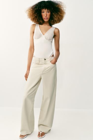 BODY COMBINADO ENCAJE - Blanco roto de Zara