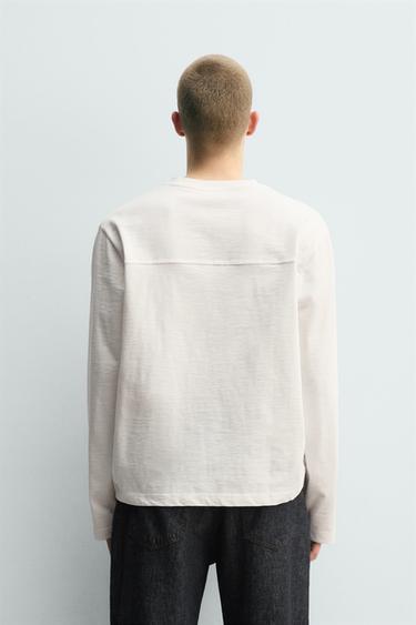 T-SHIRT RELAXED EN COTON FLAMMÉ - Blanc de Zara - Image 2