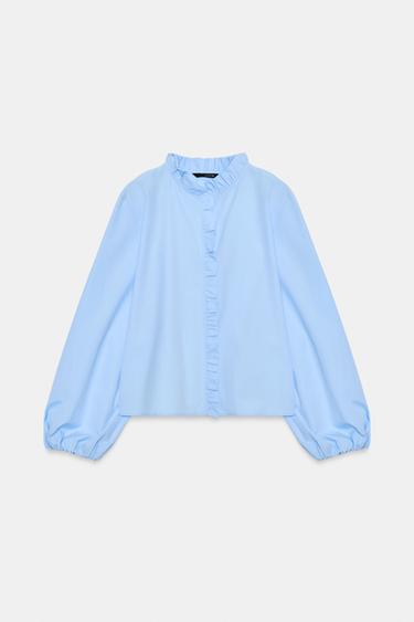 CAMISA VOLANTES - Celeste de Zara - Imagen 0