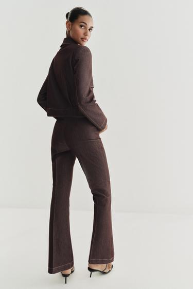 FLARE TROUSERS - Brown by Zara - Image 6