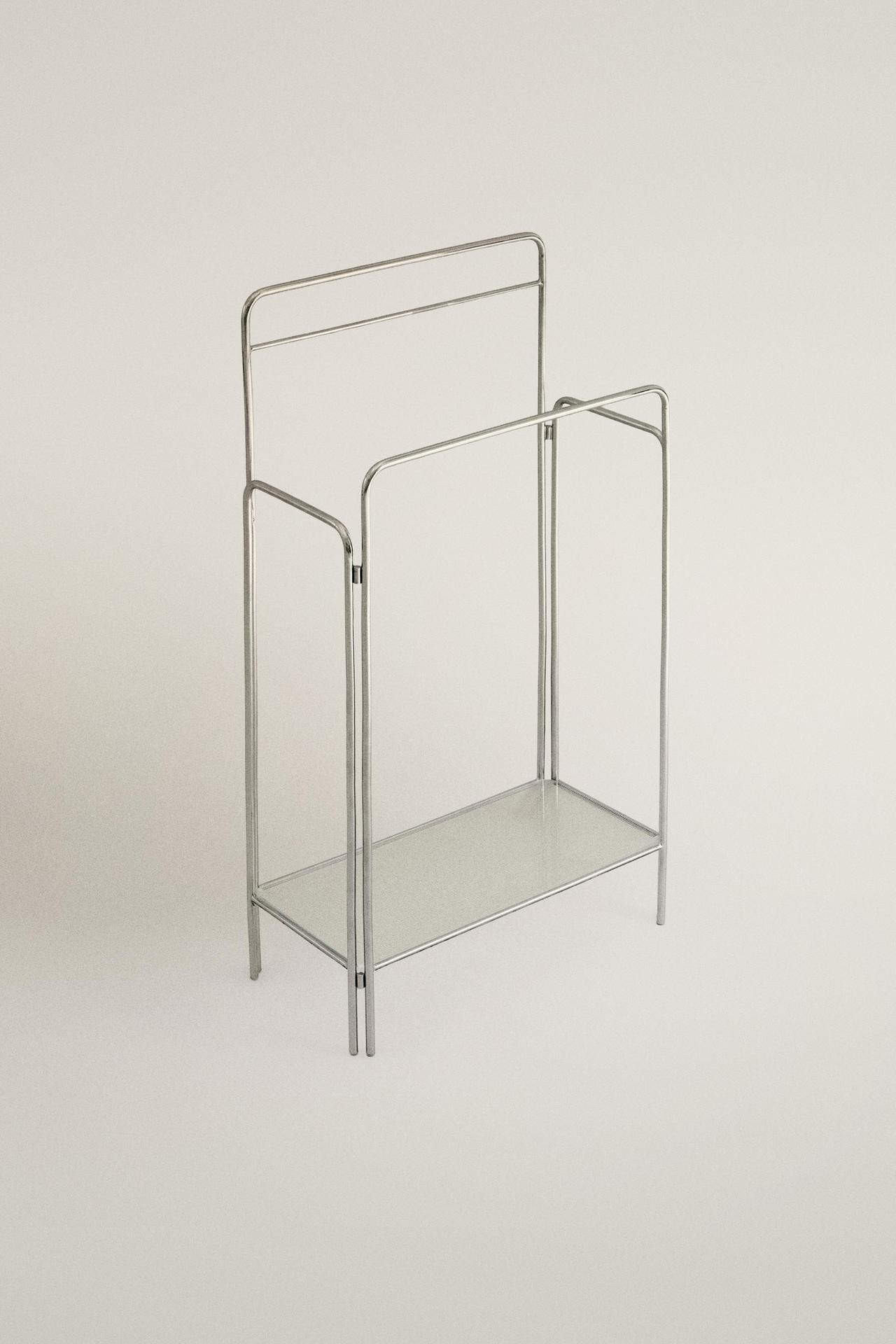 STEEL AND GLASS TOWEL RACK — Gray