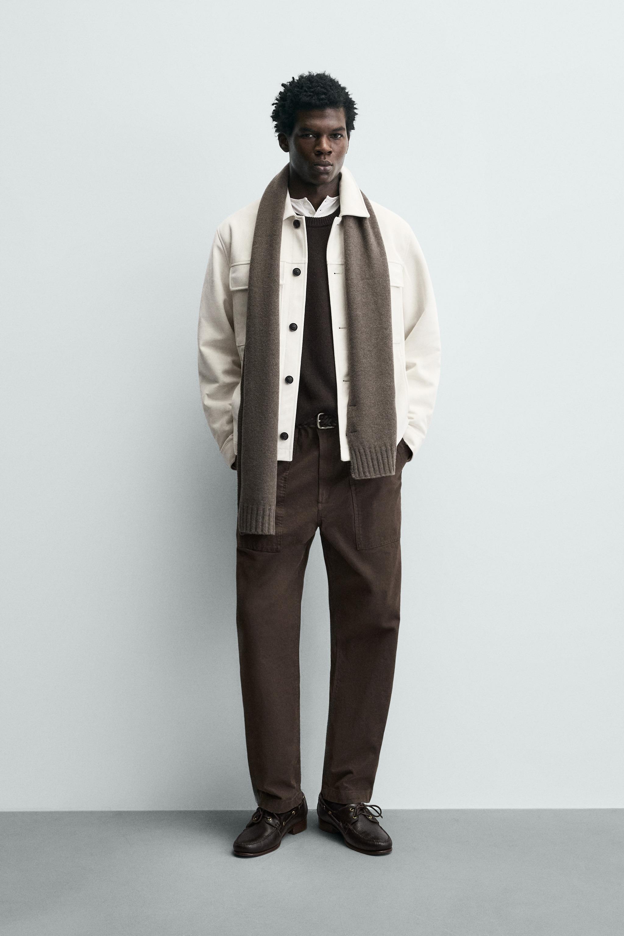 モールスキン　オーベルジュ　ホワイト　サイズ40 FAUX SUEDE POCKET OVERSHIRT - Oyster-white | ZARA South Africa