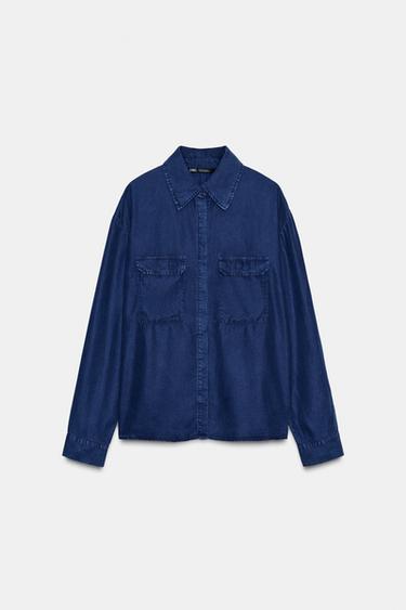 Zara ZW COLLECTION POCKET SHIRT - Indigo