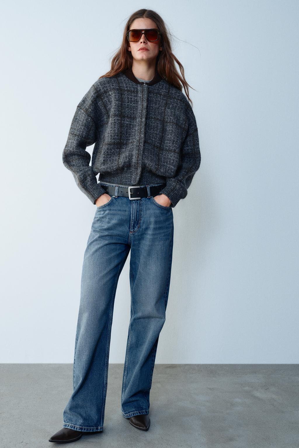 CHECK KNIT BOMBER JACKET