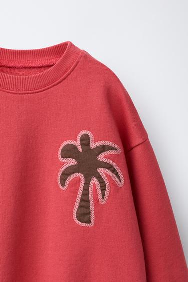 SWEAT BRODERIE PALMIER - Fuchsia de Zara - Image 2