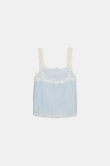 TOP STYLE LINGERIE EN DENTELLE - Bleu pastel de Zara - Image 6