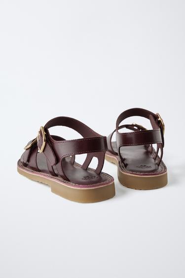 BUCKLED LEATHER SANDALS - Brown by Zara - Image 3