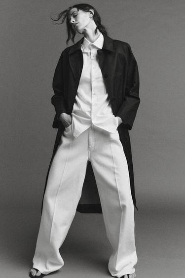 JEANS ZW COLLECTION PERNAS LARGAS CINTURA ALTA - Branco-marfim da Zara