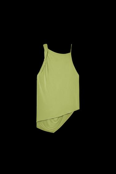 ASYMMETRIC DRAPED TOP - Green by Zara - Image 0