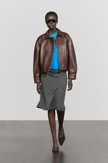 Jupe en maille de laine effet total look - Gris moyen de Zara - Image 0